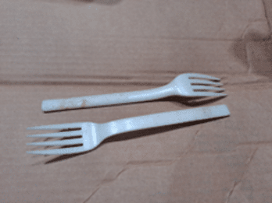 white cutlery forks in bio-based plastics