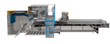 Zicht op onze Mistral+ CONNECT optische sorter, met de positie van onze AEROLIGHT.